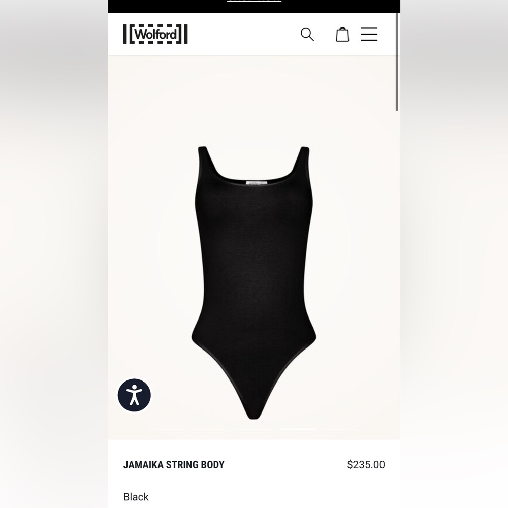 WOLFORD Jamaika Black String Thong Bodysuit Medium